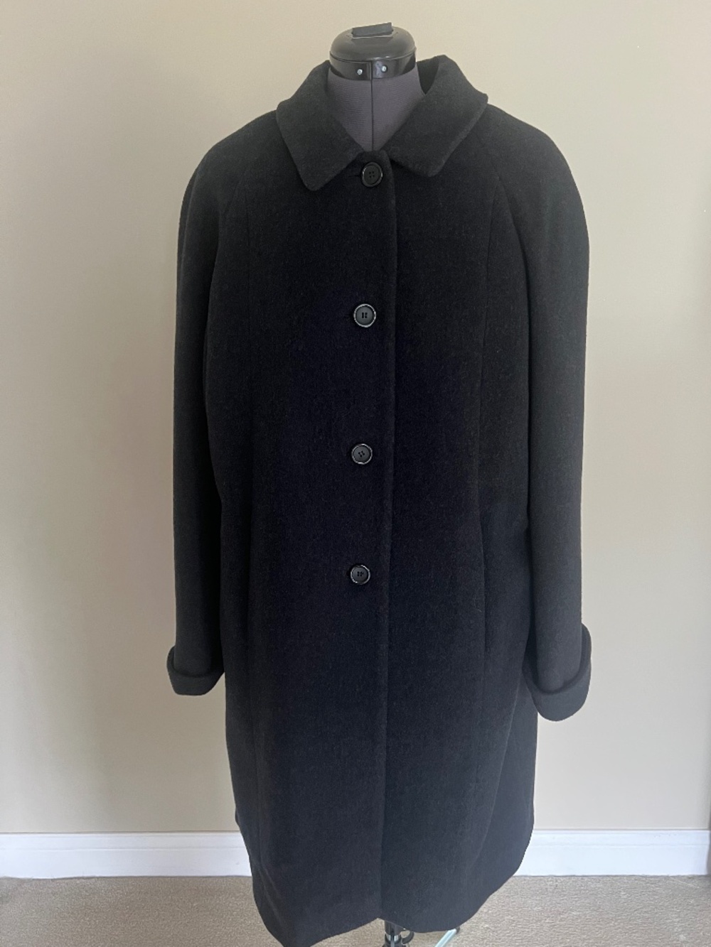 Marvin Richards Mid Length Button Front Wool Coat- Dark Gray Sz 16